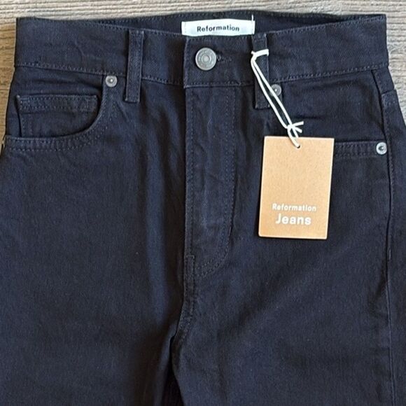 Reformation Denim Liza Ultra High Rise Slim Straight Black Jeans Nordstrom - Picture 3 of 7